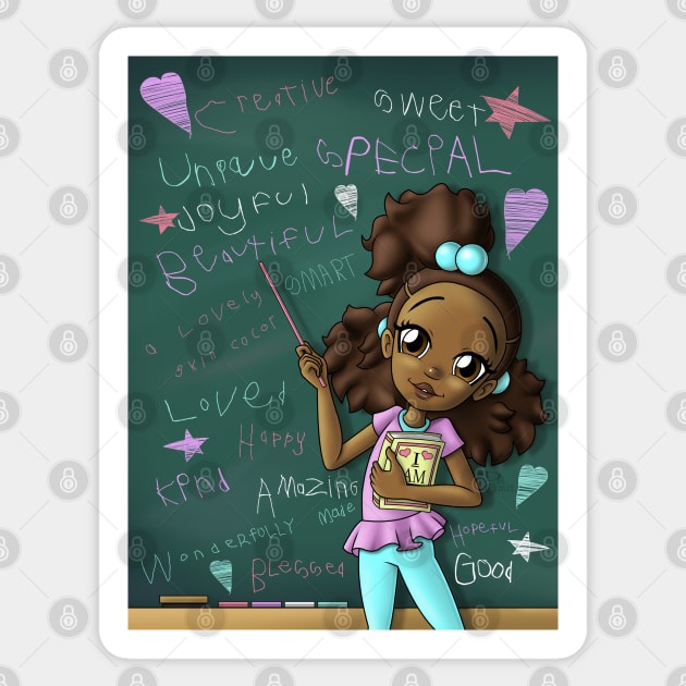 African American Girl Brown and Positive Words Sticker by treasured-gift